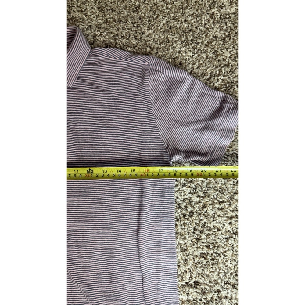 Faherty Polo Shirt Mens Small Blue/Pink Striped Pocket 100% Cotton Short Sleeve - Picture 4 of 6